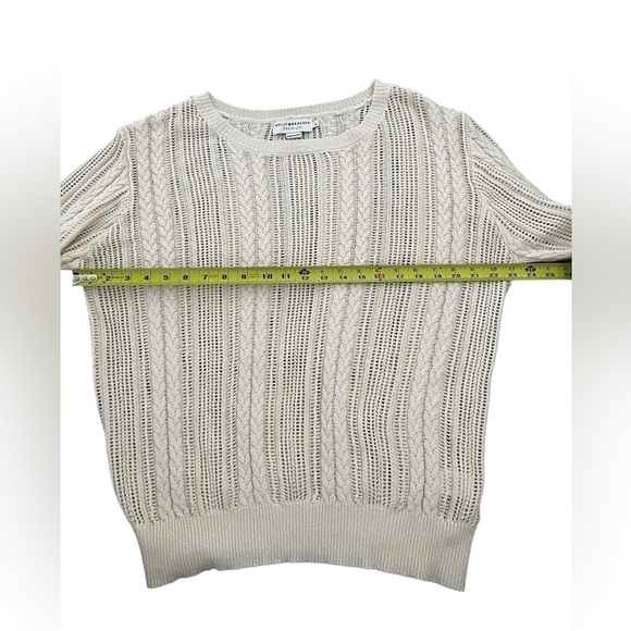 Molly Bracken Open Knit Cream Sweater with Ruffle Sleeves - Size Large - Picture 10 of 11